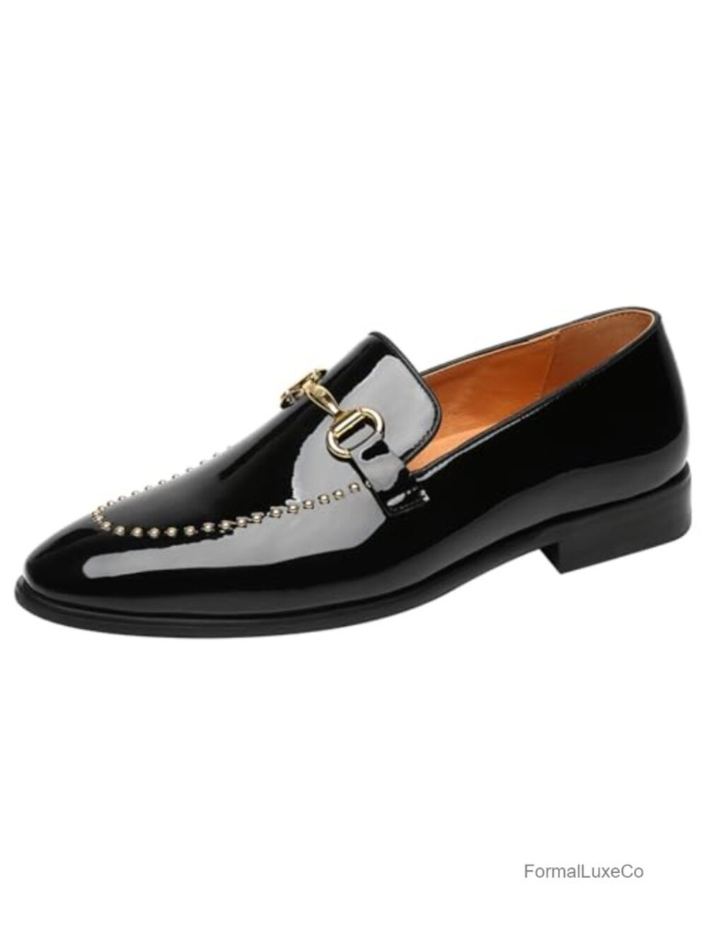 Men's Patent Leather Loafers Slip-On Dress Shoes Studded Wedding Prom